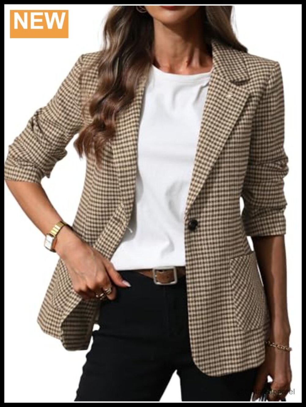 Women's Plaid Blazer Notch Collar Long Sleeve Business Casual